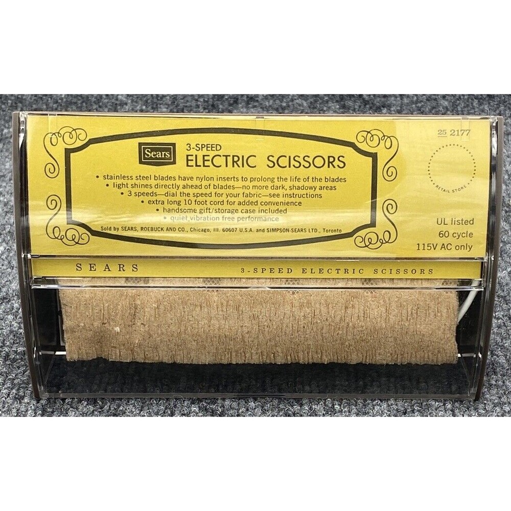 Vtg Sears 3 Speed Electric Scissors Fabric Shears Craft Case Model 25 2177 Works